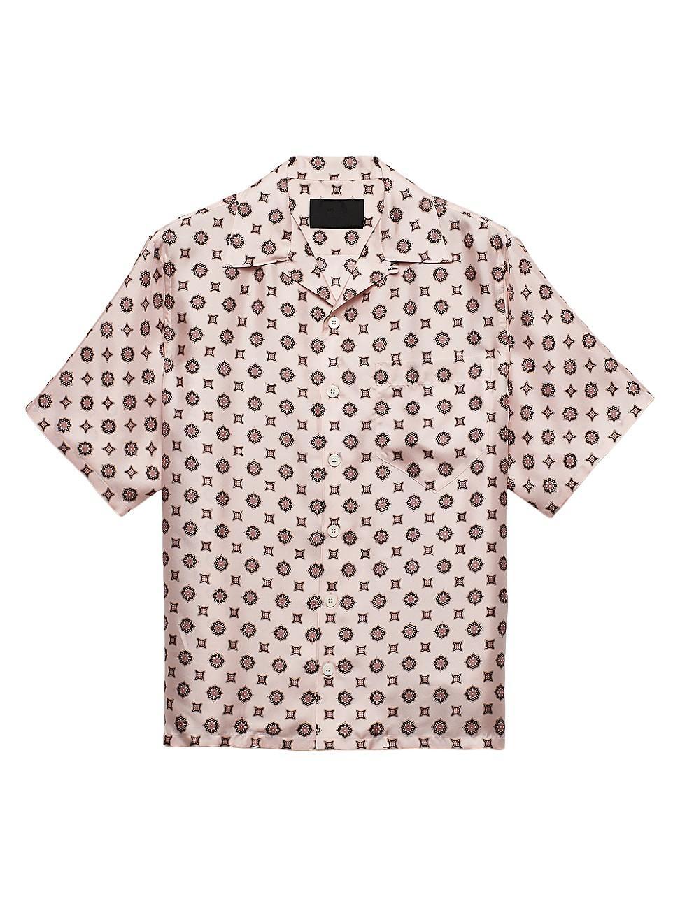 Mens Short Sleeved Printed Silk Shirt Product Image