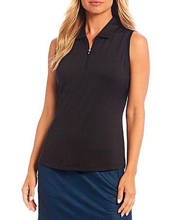 Cutter  Buck Forge Stretch Point Collar Zip Neck Sleeveless Polo Top Product Image