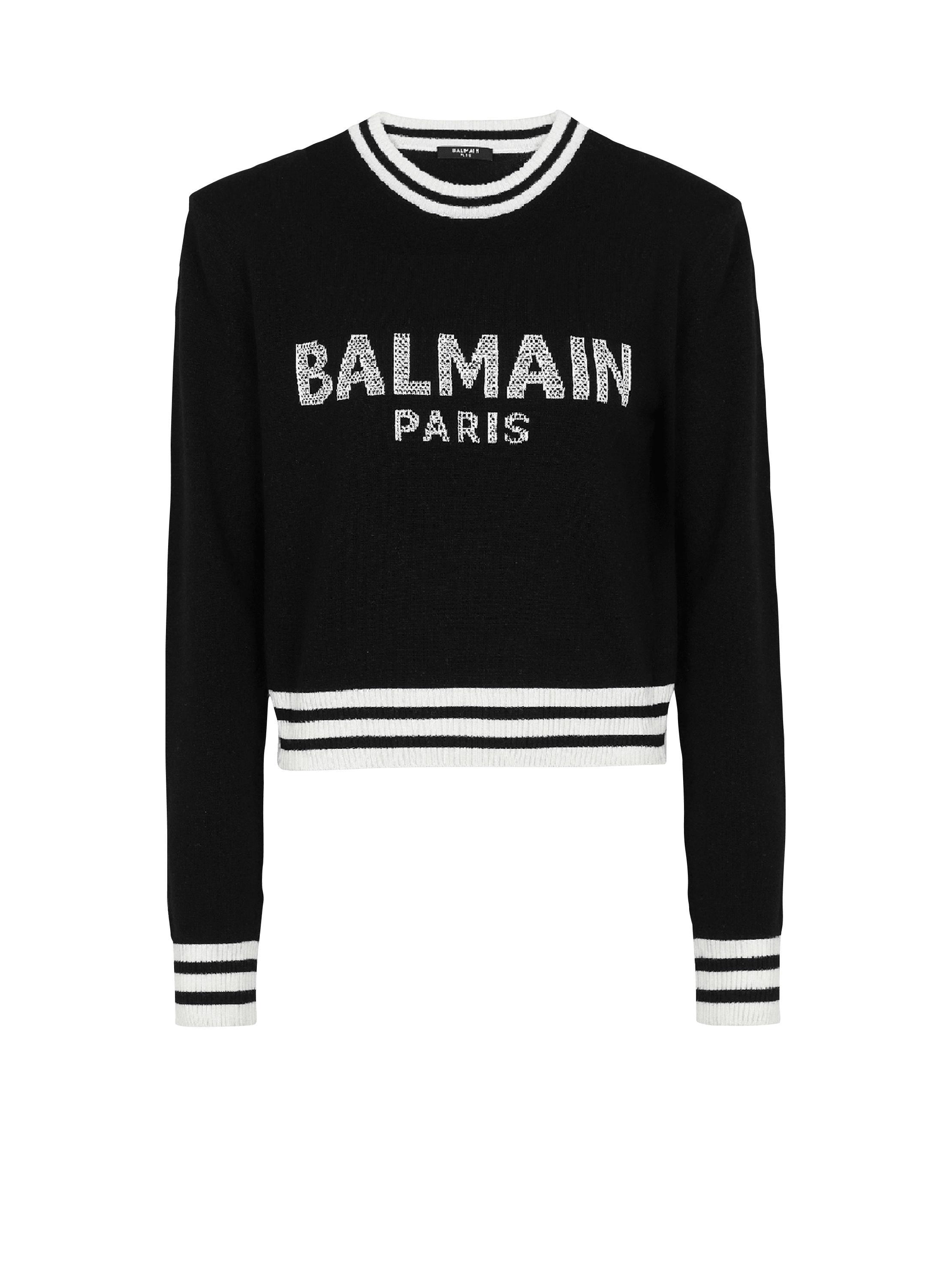 Cropped wool sweatshirt with Balmain logo Product Image