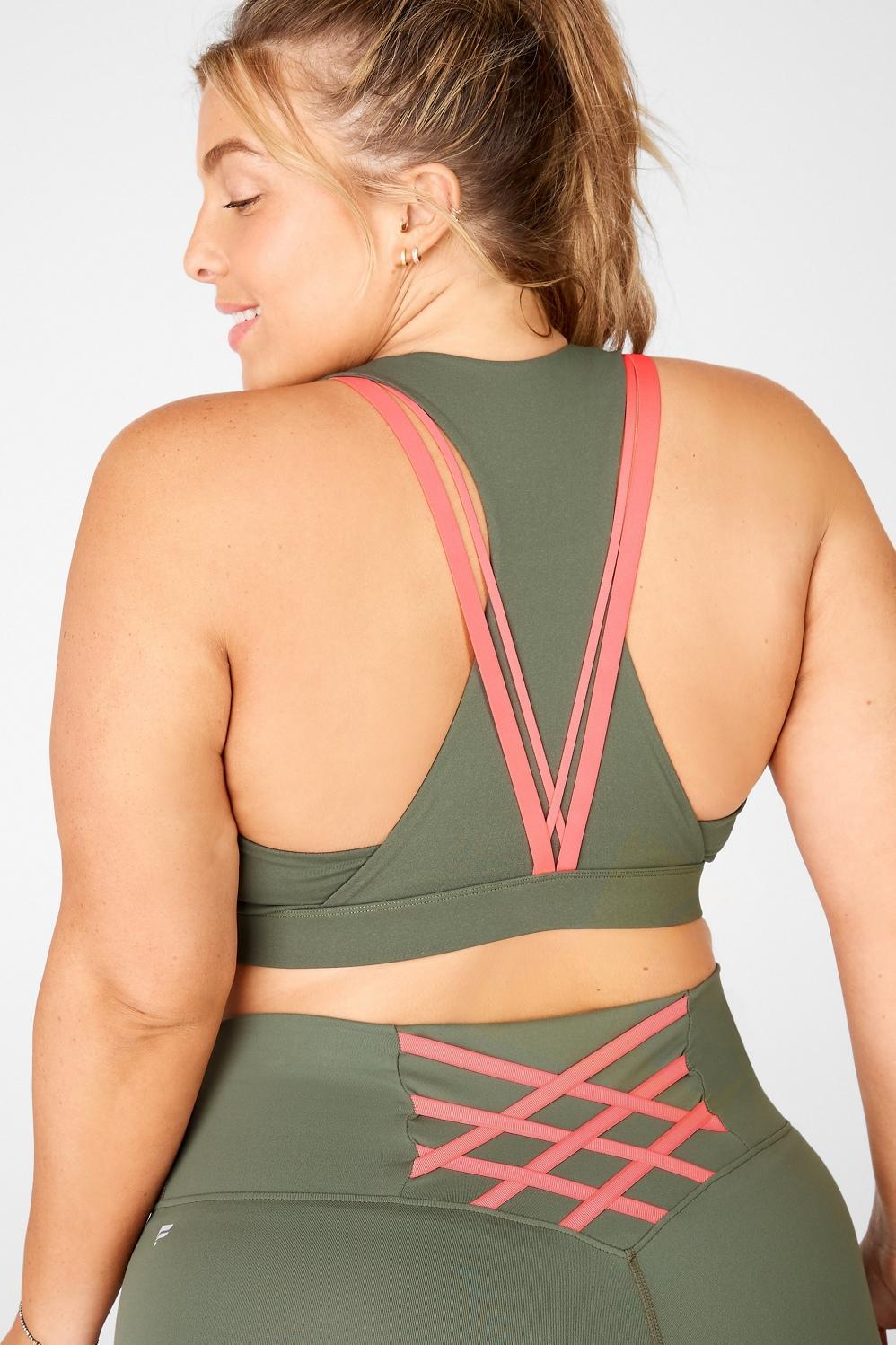 Fabletics Kessler Medium Impact Sports Bra Womens Safari/ Desert Rose plus Size 4X Product Image