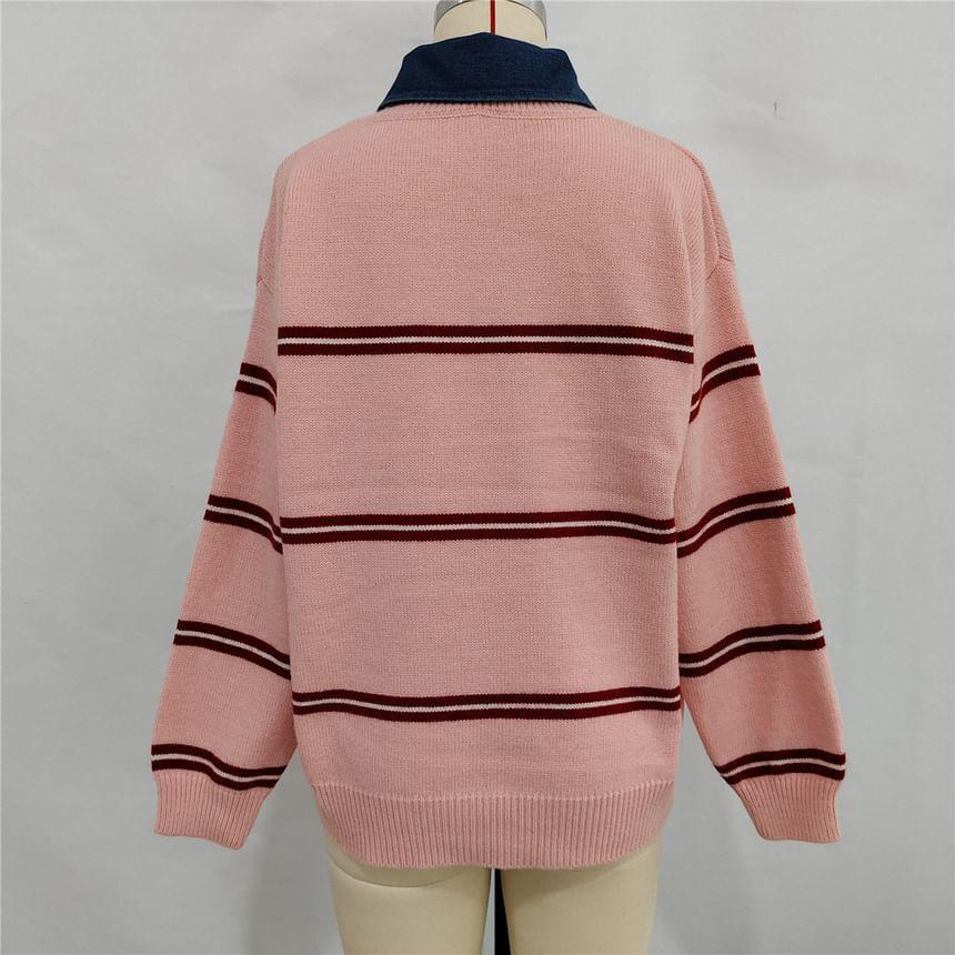 Crew Neck Striped Sweater Product Image