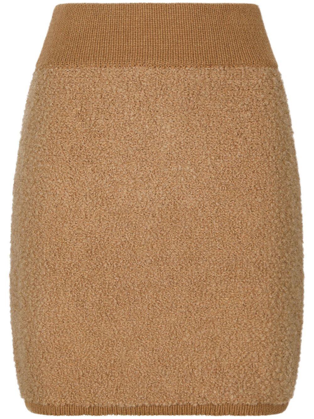 DOLCE & GABBANA High-waisted Knitted Skirt In Brown Product Image