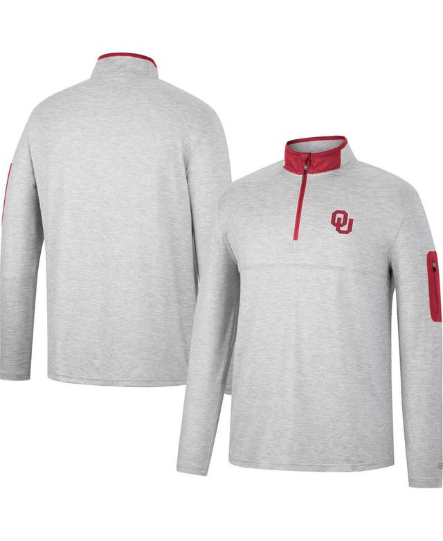 Mens Colosseum Heathered Gray/Red Wisconsin Badgers Country Club Windshirt Quarter-Zip Jacket Product Image