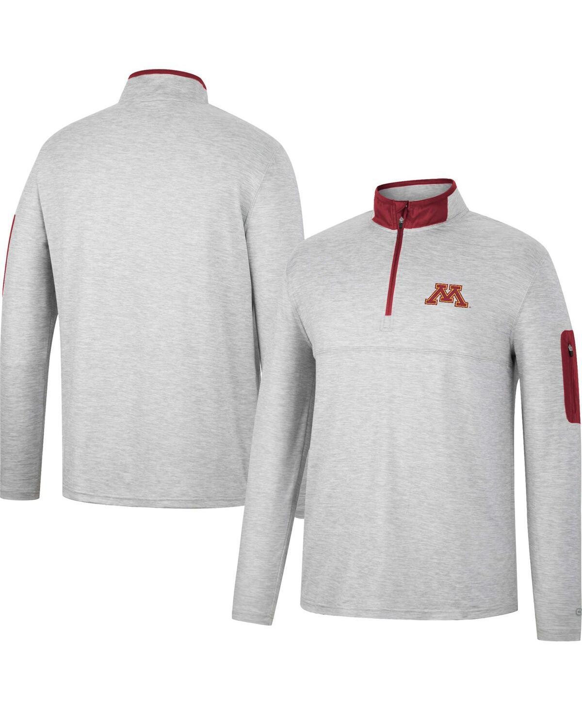 Mens Colosseum Heathered Gray/Maroon Minnesota Golden Gophers Country Club Windshirt Quarter-Zip Jacket Product Image