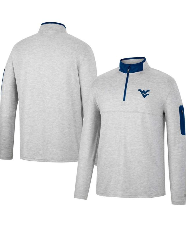 Mens Colosseum Heathered Gray/Navy West Virginia Mountaineers Country Club Windshirt Quarter-Zip Jacket Product Image