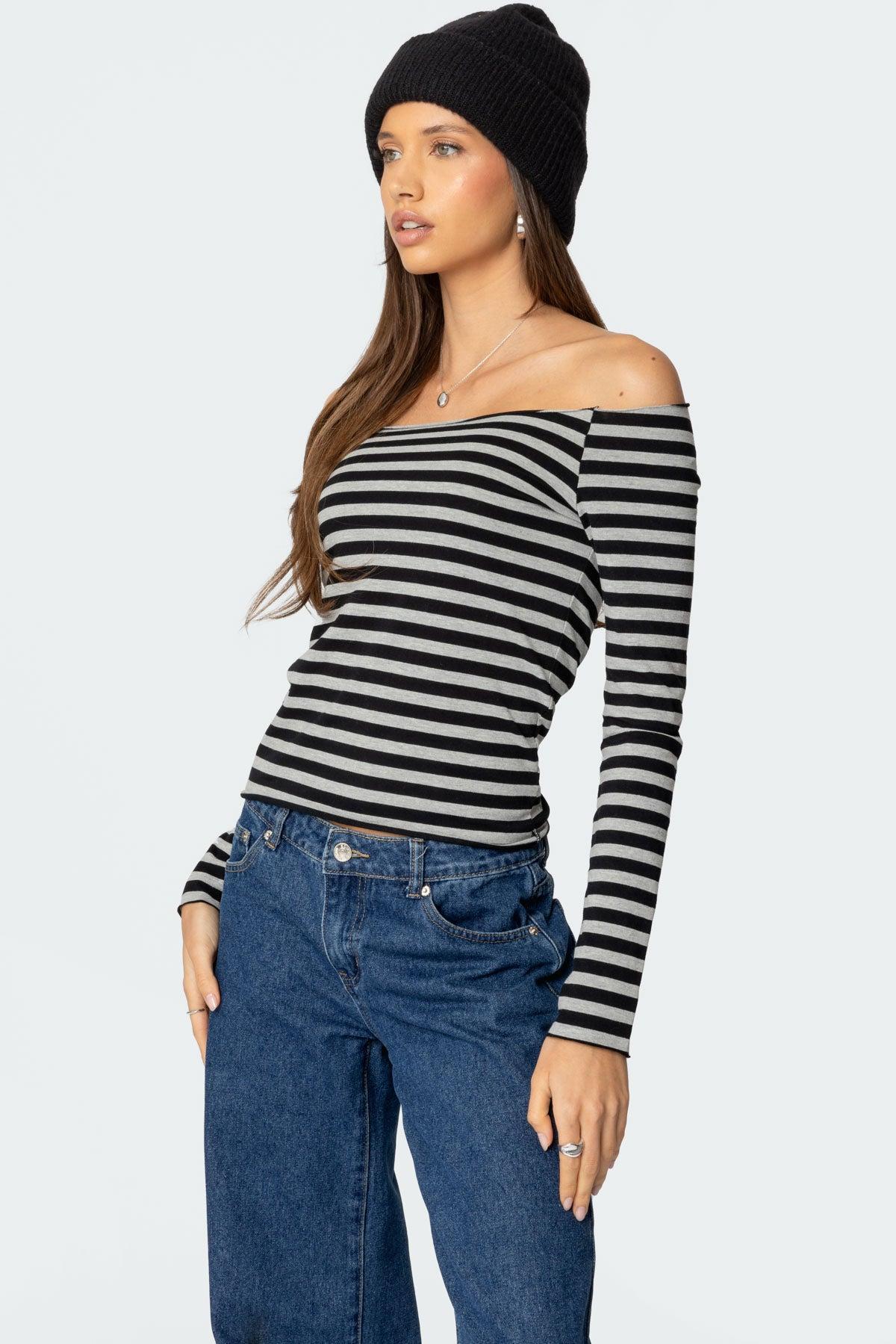 Nelligan Striped Off Shoulder Top Product Image