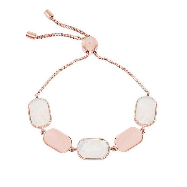 14k Rose Gold Over Silver Mother-of-Pearl Bracelet, Womens Pink Tone Product Image