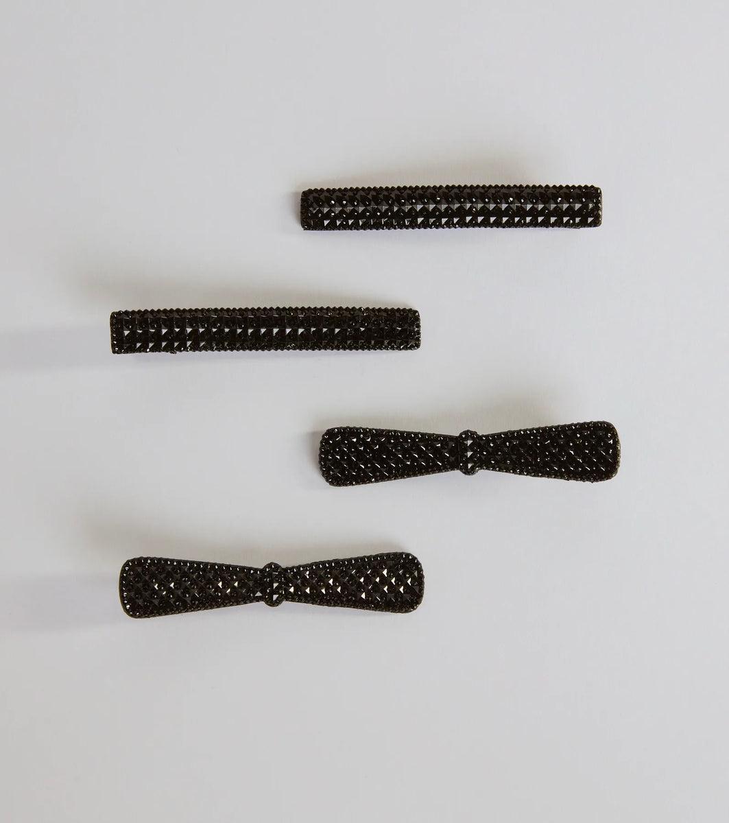 Chic Glam Rhinestone Studded Hair Barrette Set Product Image