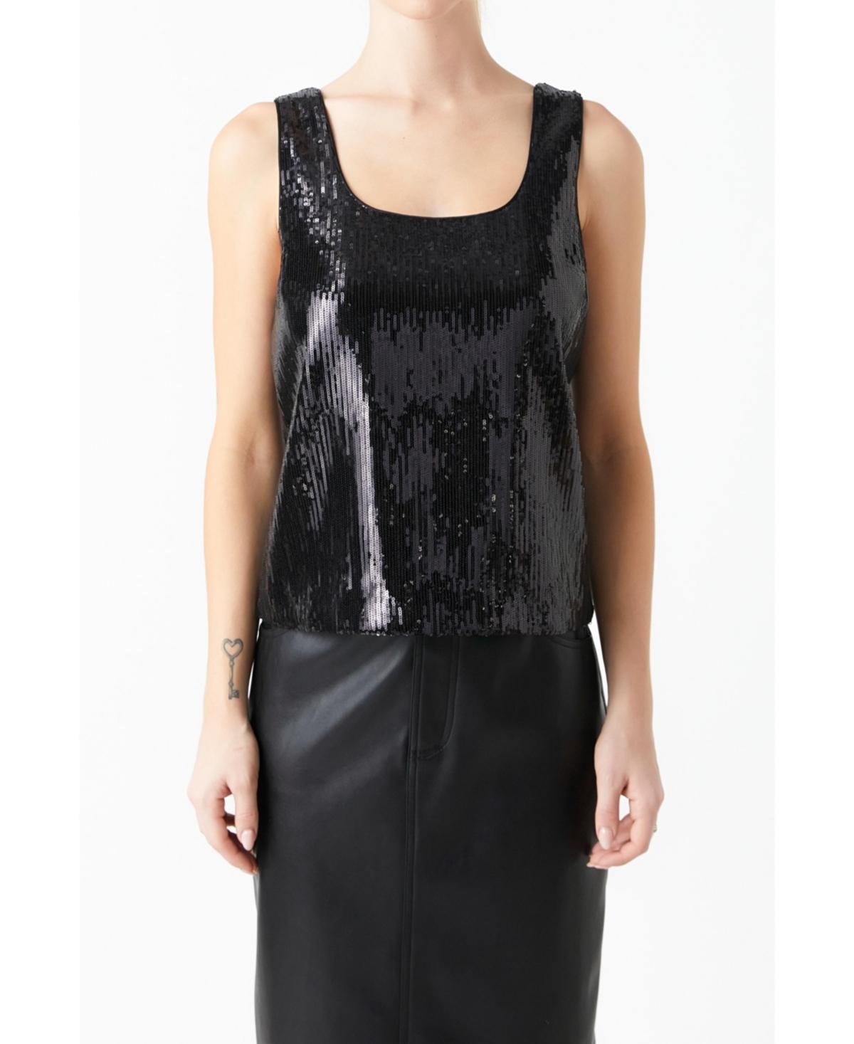 Womens Sequin Sleeveless Top Product Image