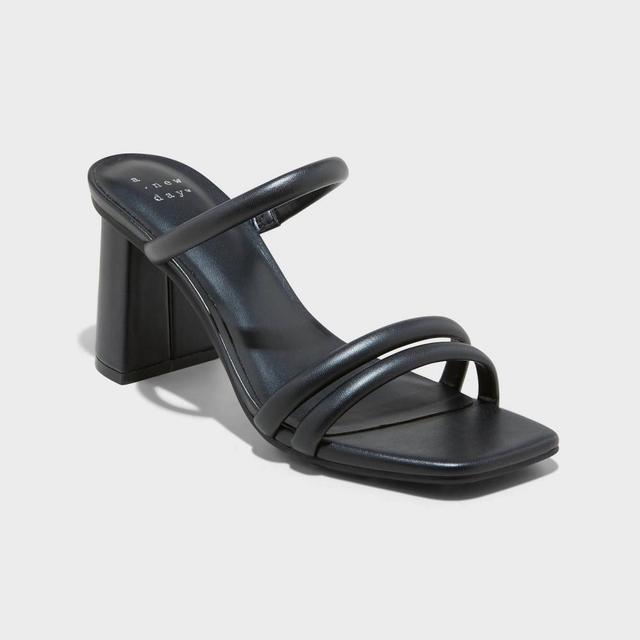 Womens Stacy Mule Heels - A New Day Black 12W Product Image