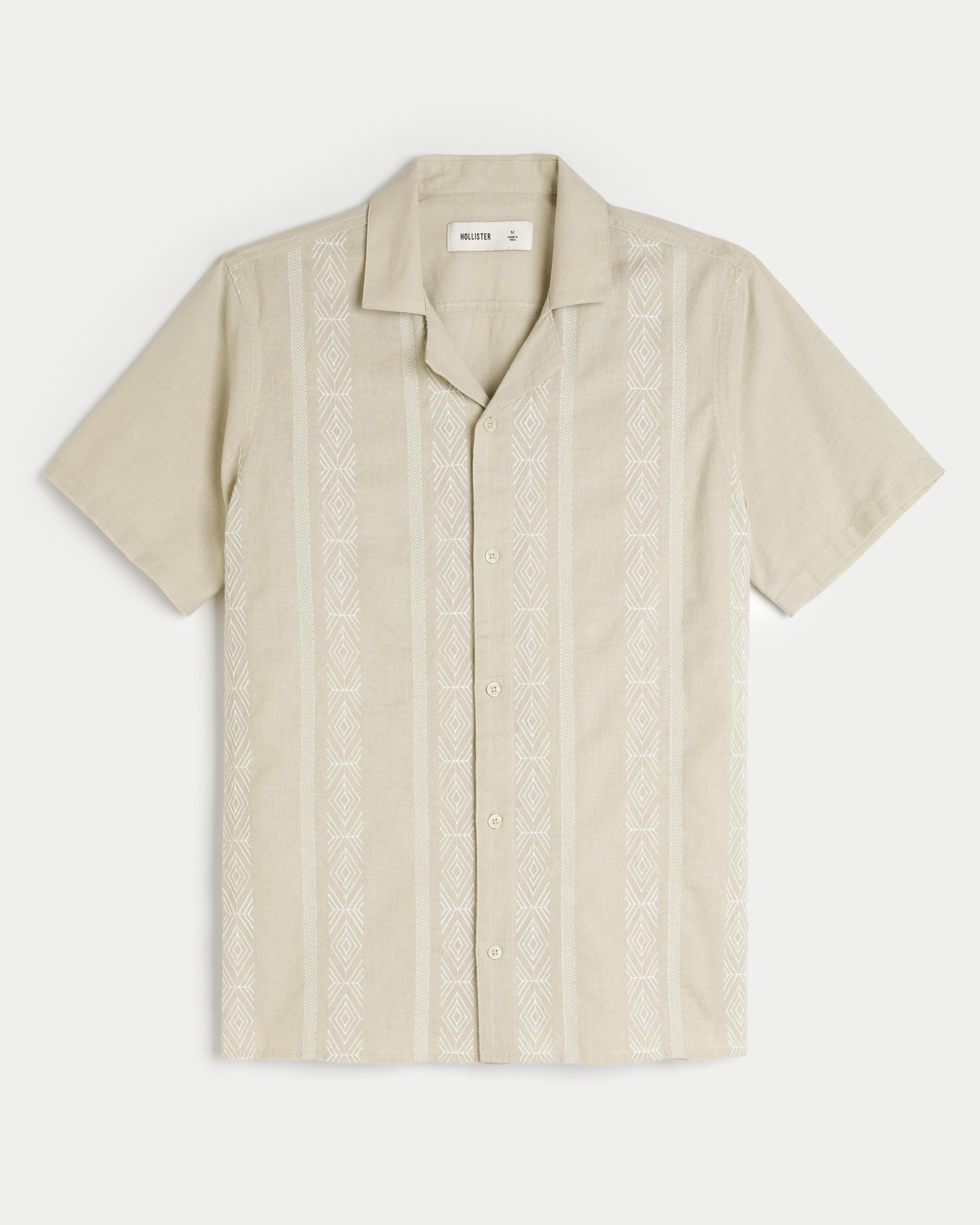 Relaxed Short-Sleeve Embroidered Pattern Shirt Product Image