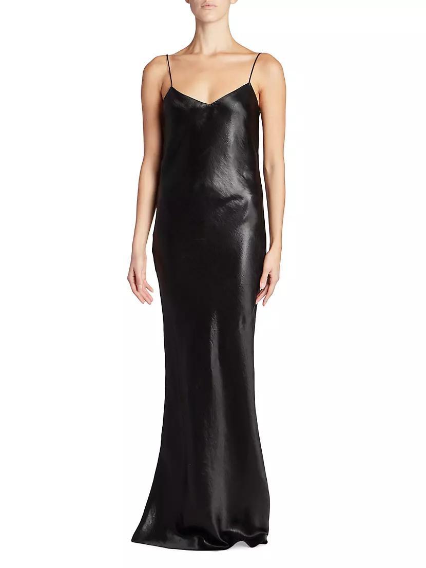 Long Cowlback Dress In Iridescent Satin Product Image