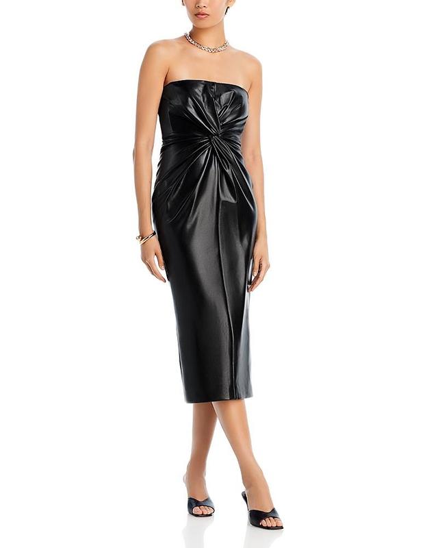 Womens Mckenna Faux Leather Strapless Midi-Dress Product Image