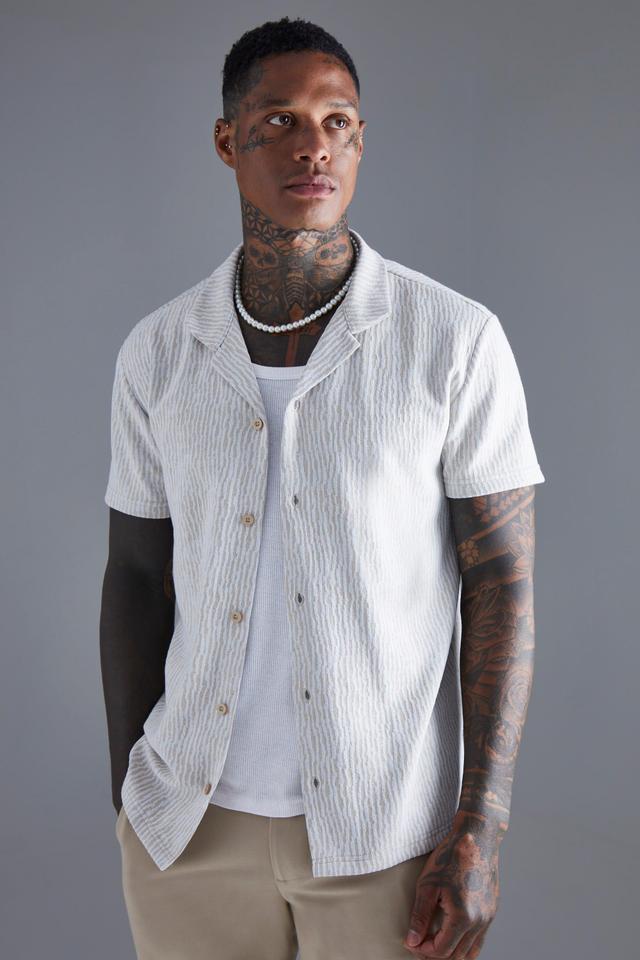 Short Sleeve Animal Textured Shirt | boohooMAN USA Product Image