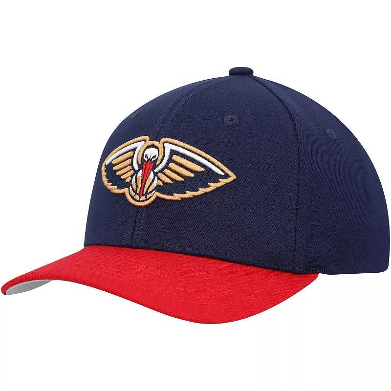 Mens Mitchell & Ness Navy/Red New Orleans Pelicans MVP Team Two-Tone 2.0 Stretch-Snapback Hat, NOR Blue Product Image