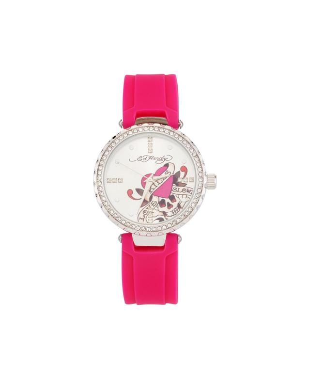 Ed Hardy Womens Quartz Matte Pink Silicone Strap Analog Watch 36mm Product Image