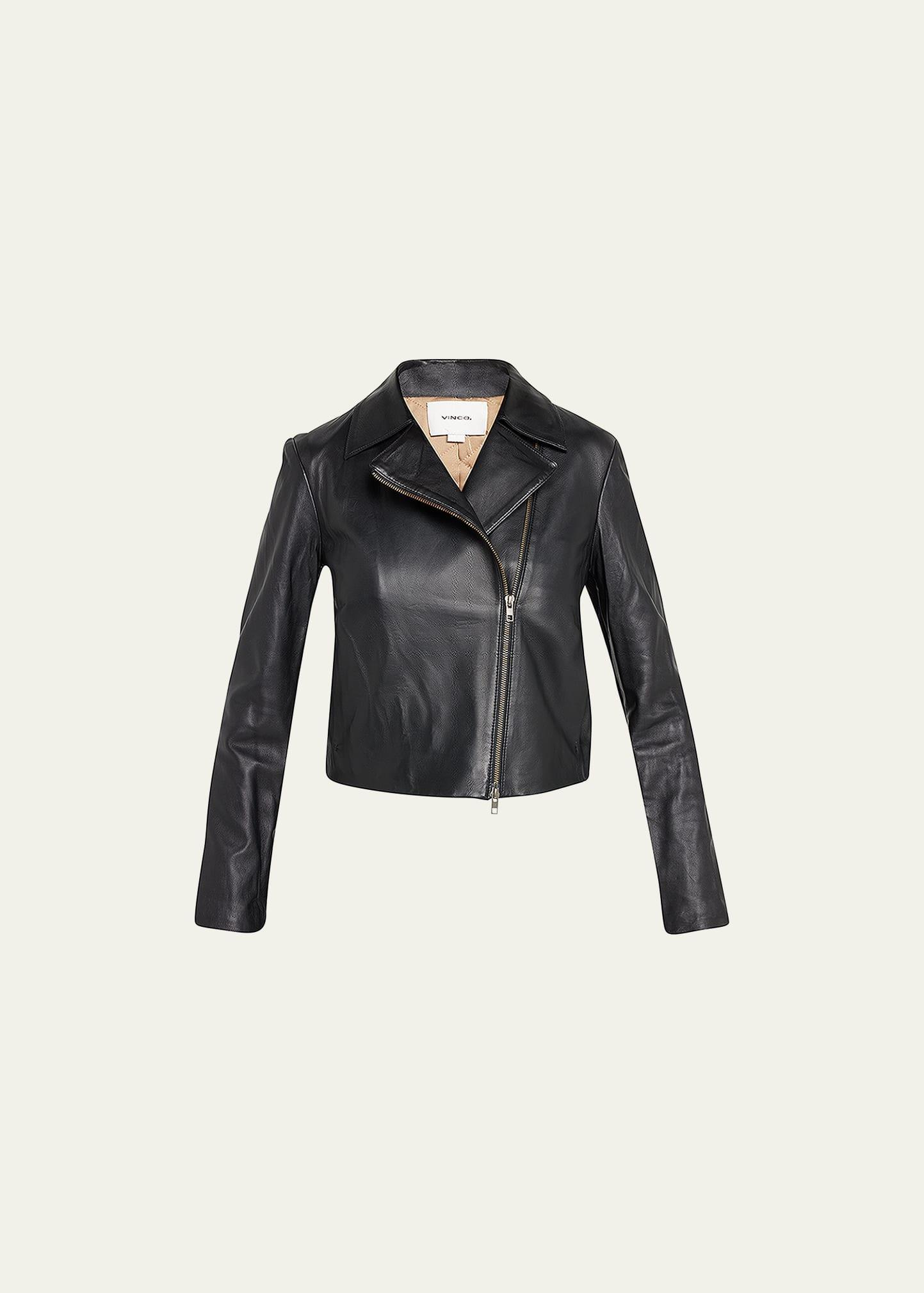 Womens Leather Moto Jacket Product Image