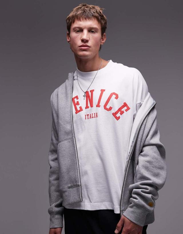 Topman oversized fit cropped t-shirt with Venice print Product Image