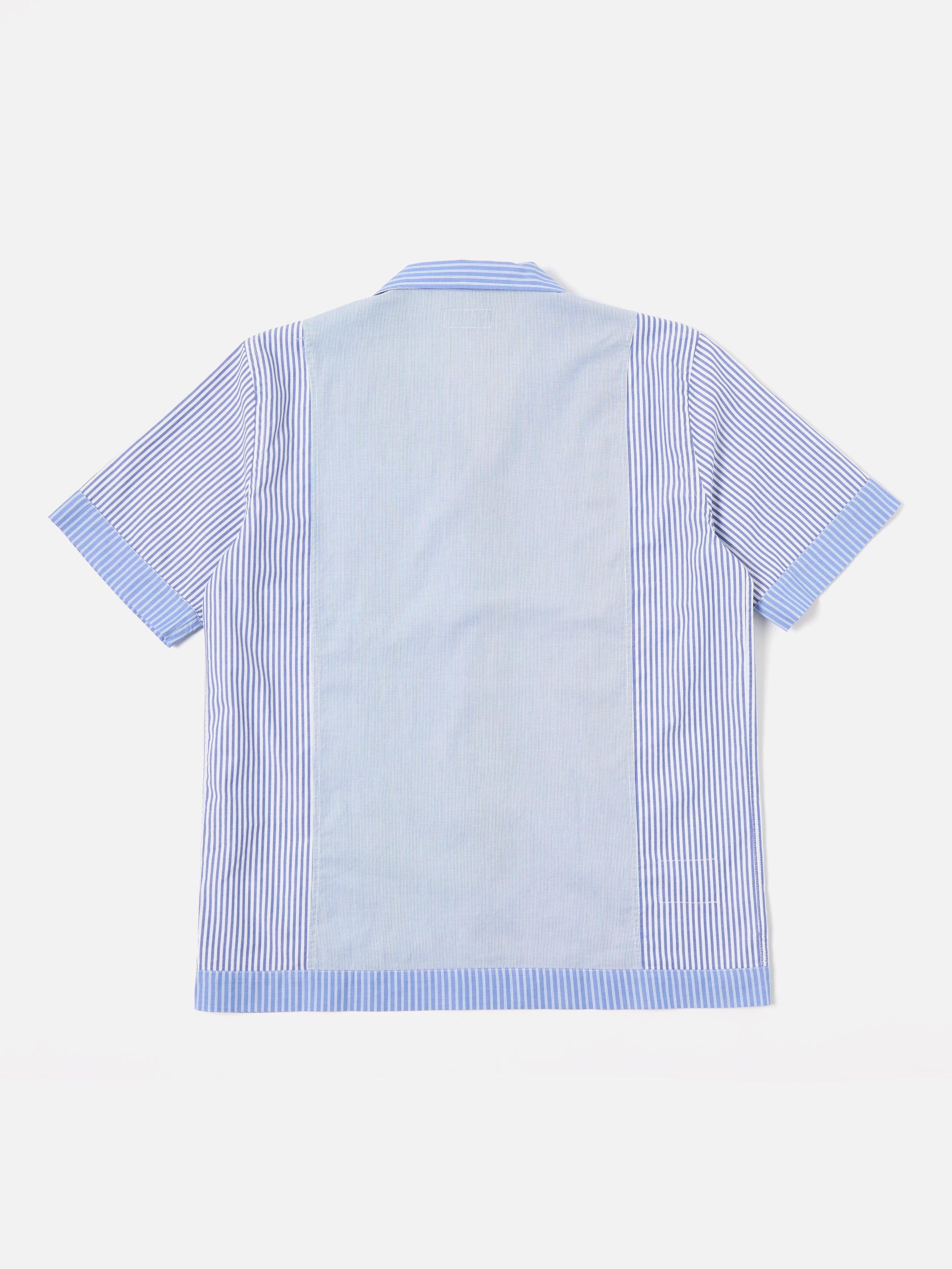 Universal Works Border Panel Shirt in Blue/White Classic Principe Mix Product Image