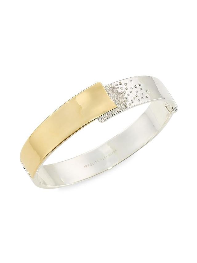 Womens 2T Stardust Sterling Silver, 18K Yellow Gold & 0.4 TCW Diamond Wide Overlapping Bangle Product Image