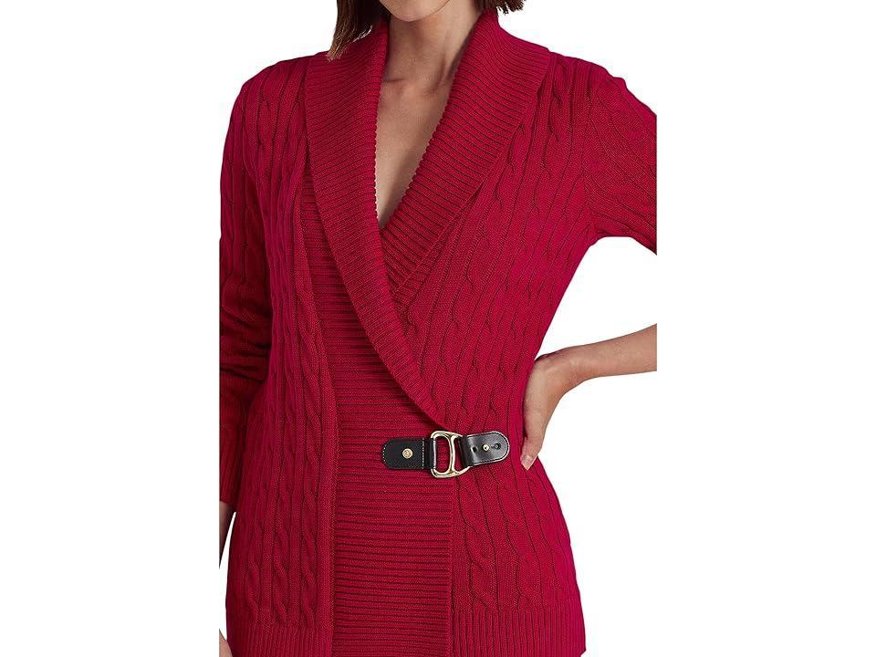 LAUREN Ralph Lauren Buckled Cotton Sweater (Classic Red) Women's Sweater Product Image