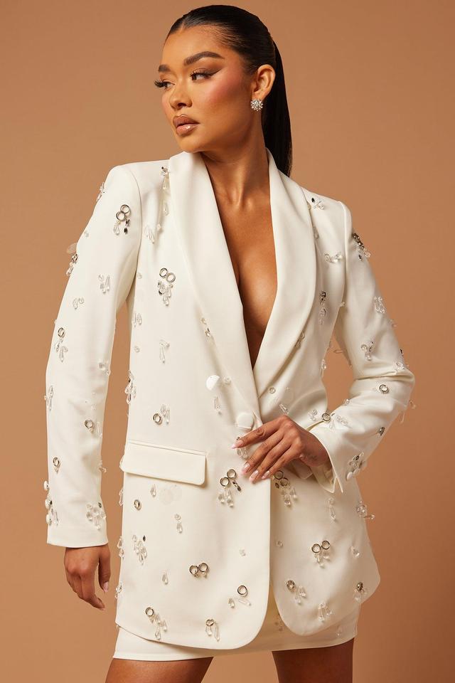 Emery Embellished Blazer - Off White Product Image