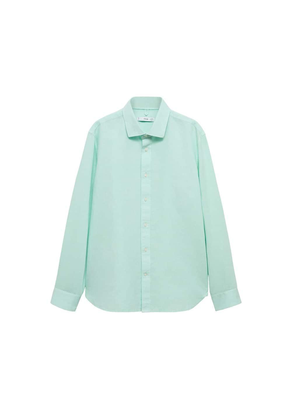 MANGO MAN - Classic-fit linen-blend shirt aqua greenMen Product Image