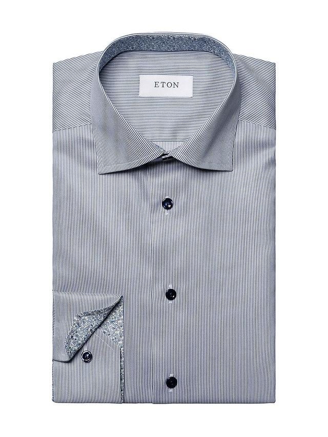 Mens Slim Fit Striped Shirt With Floral Details Product Image