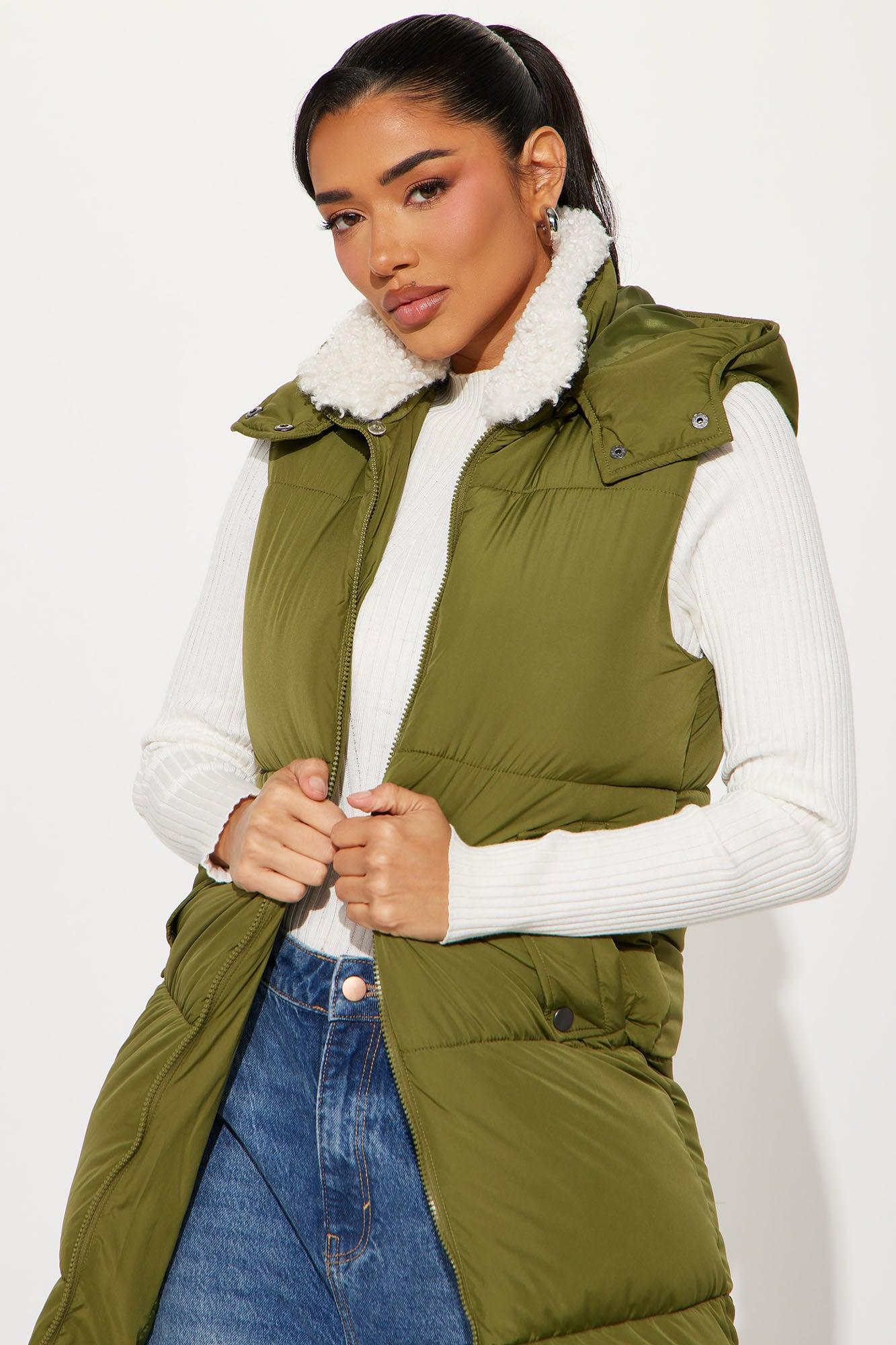 Leslie Puffer Vest - Olive Product Image