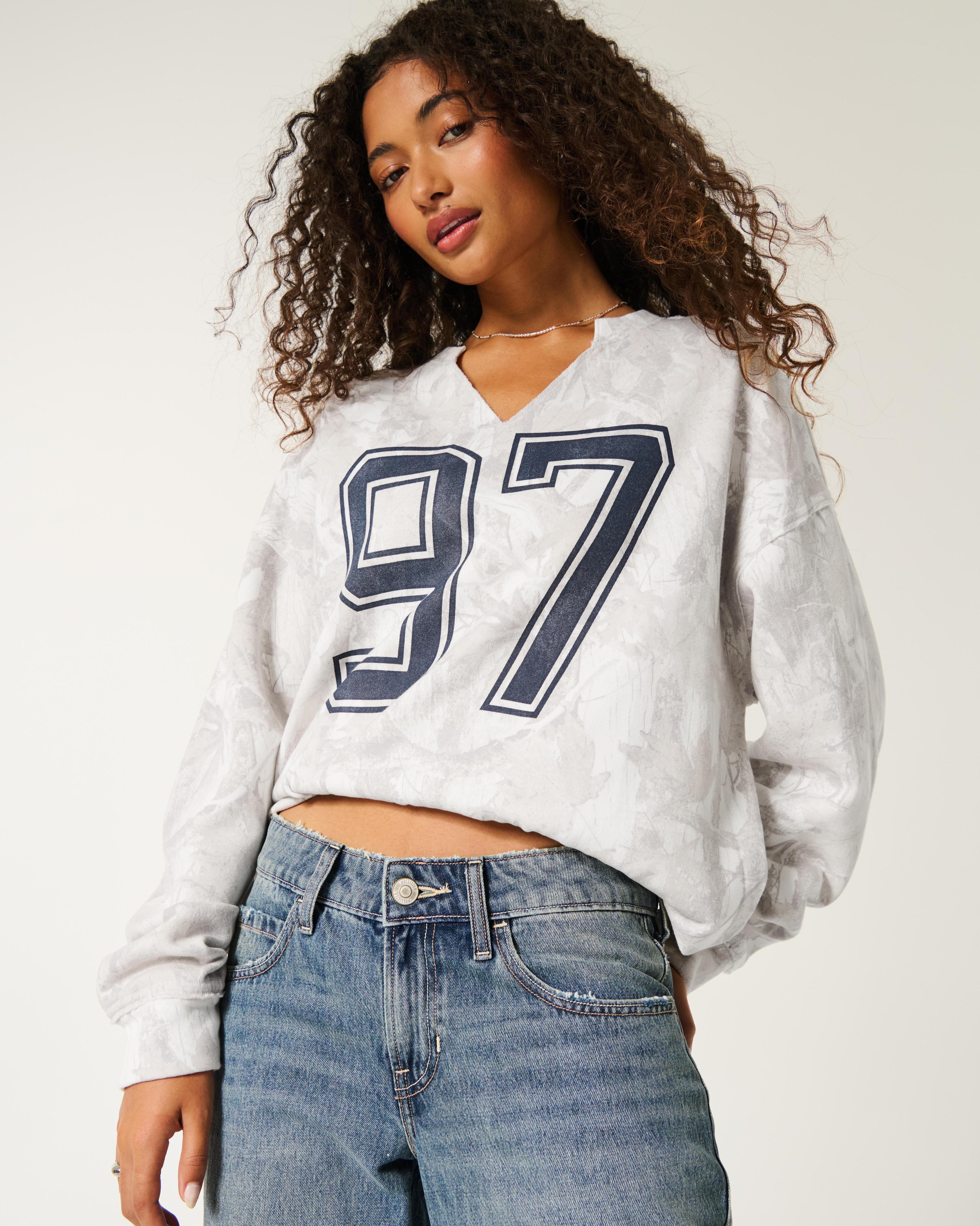 Oversized New York Graphic Notch-Neck Sweatshirt Product Image