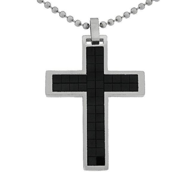 LYNX Stainless Steel Cross Pendant, Mens, Grey Product Image