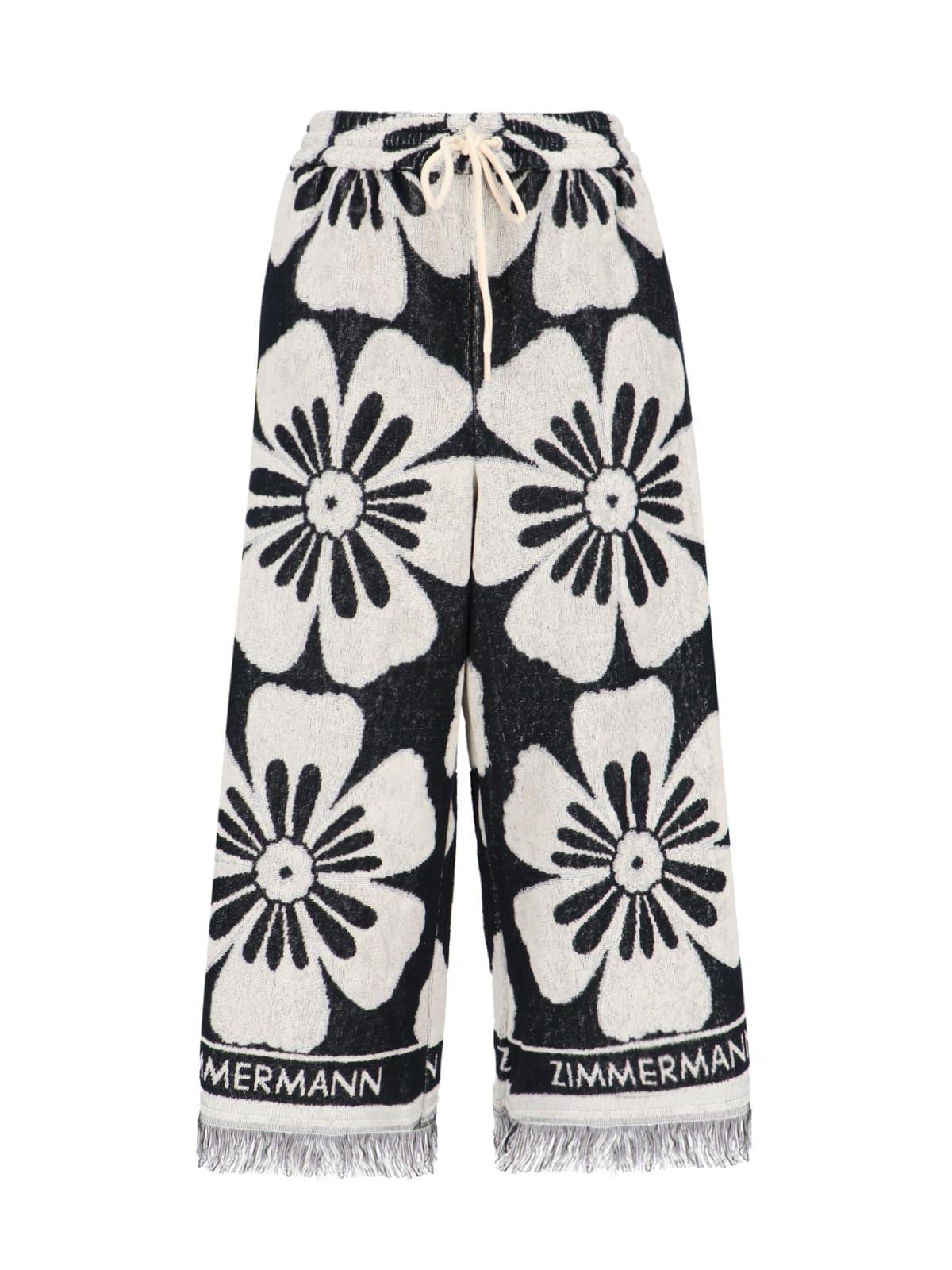 ZIMMERMANN Logo Embroidered Towelling Trousers In Multicolor Product Image