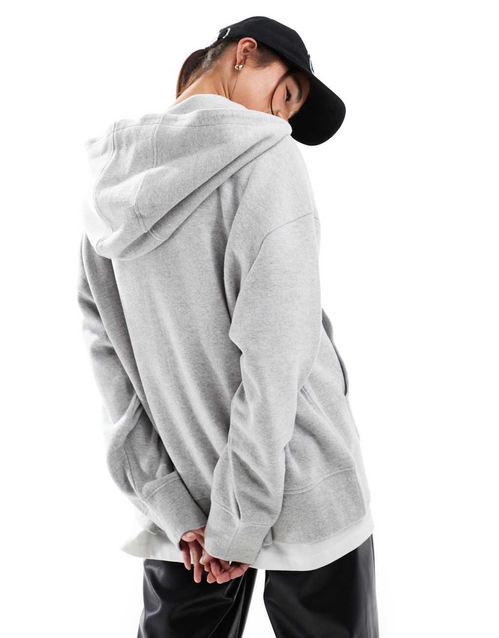 ASOS DESIGN supersoft zip up oversized hoodie in gray heather Product Image