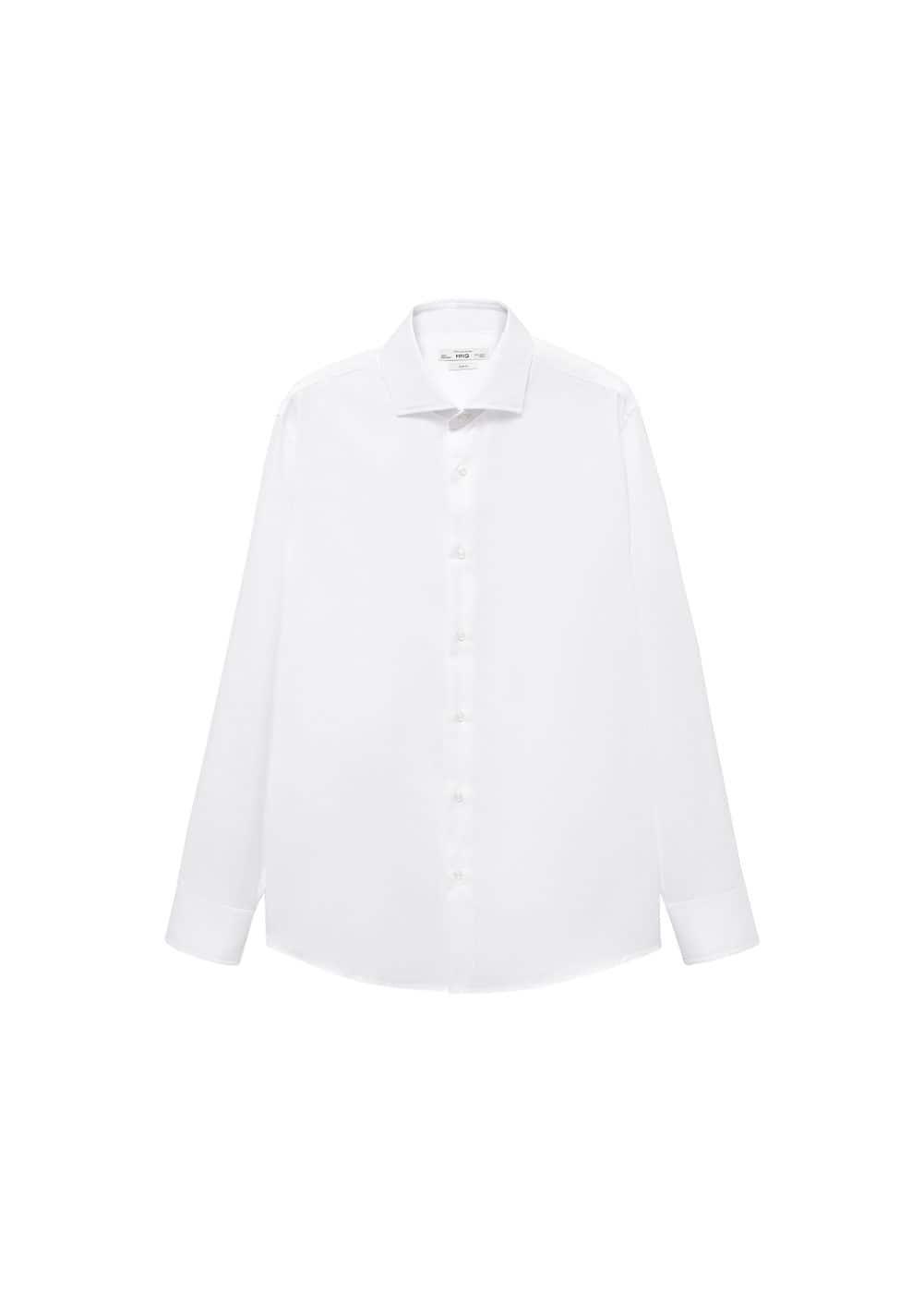 Mango Mens Slim-Fit Textured Cotton Dress Shirt Product Image