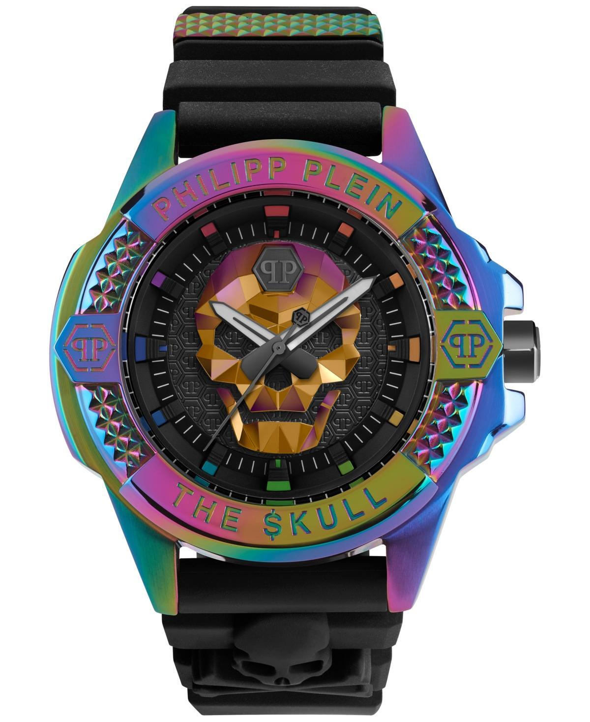 Philipp Plein Mens The $kull Black Silicone Strap Watch 44mm Product Image