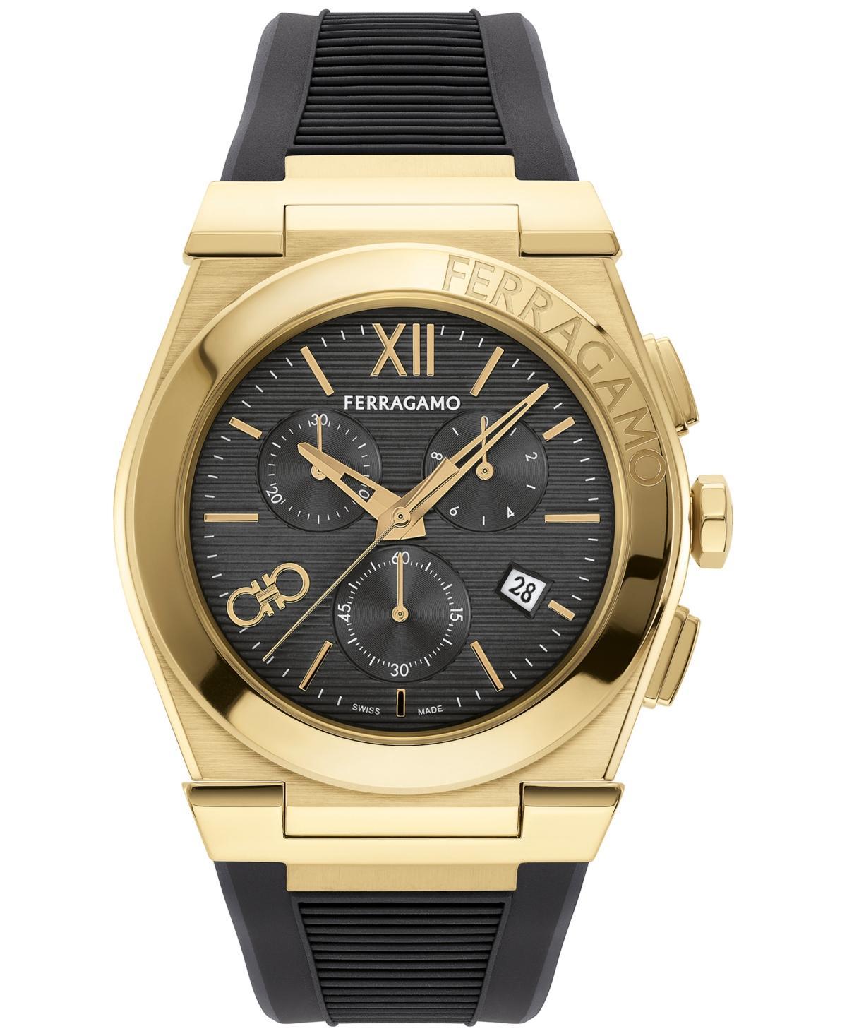 Men's Vega Chrono IP Yellow Gold Rubber-Strap Watch, 42mm Product Image