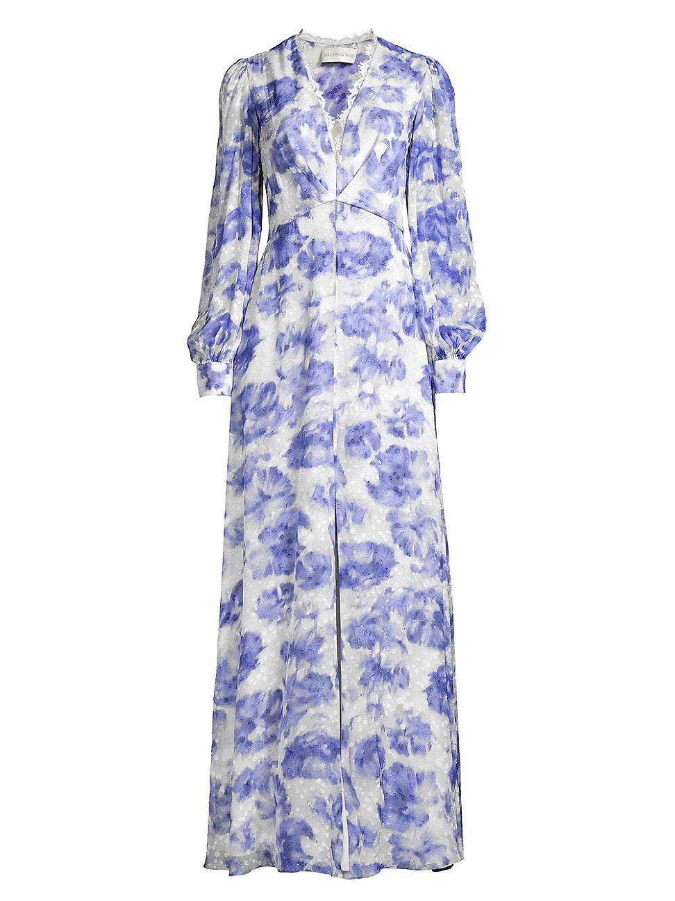 Sachin & Babi Galina Watercolor Floral Swiss Dot Long Sleeve Dress Product Image