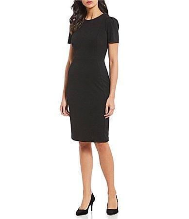 Calvin Klein Seamed Scuba Crepe Sheath Dress Product Image