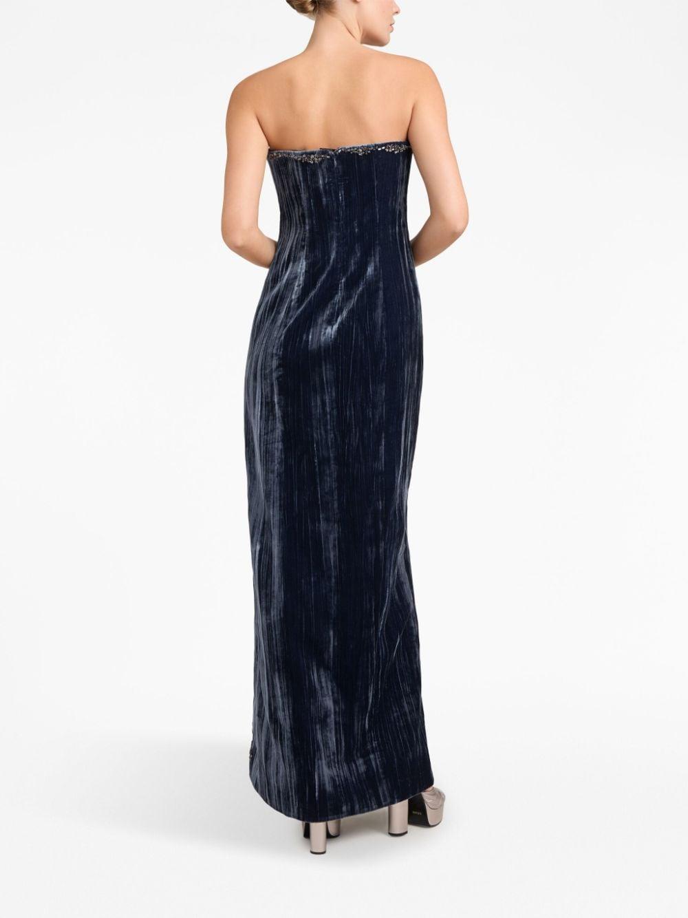 Eponine Strapless Velvet Gown In Peacock Blue Product Image