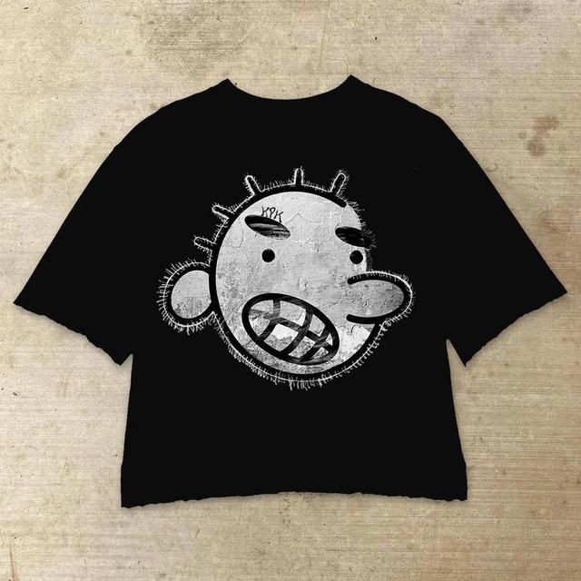 Retro Street Cartoon Print Round Neck Print T-Shirt Product Image