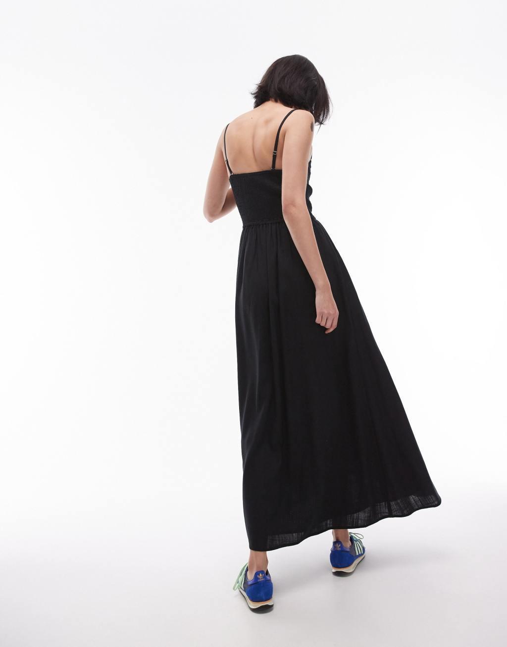 Topshop button down midi dress in black  Product Image