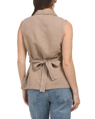 Linen Blend Utility Vest Top for Women Product Image