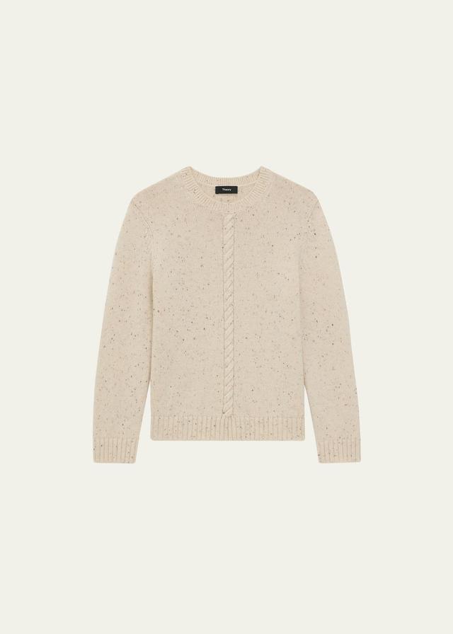 Wool-Cashmere Shrunken Donegal Cable-Knit Sweater Product Image