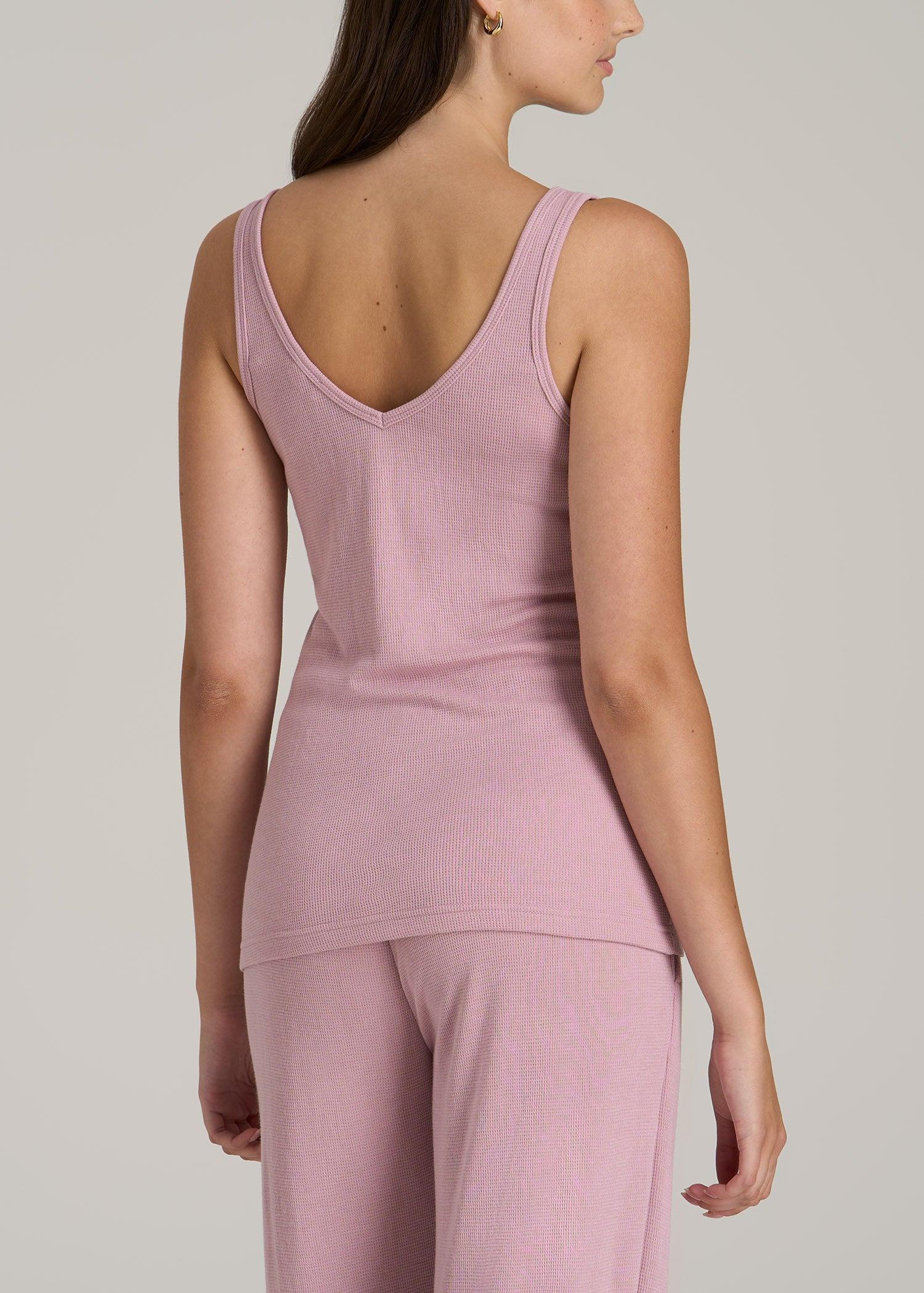 Waffle Tank Top for Tall Women in Pink Peony Product Image