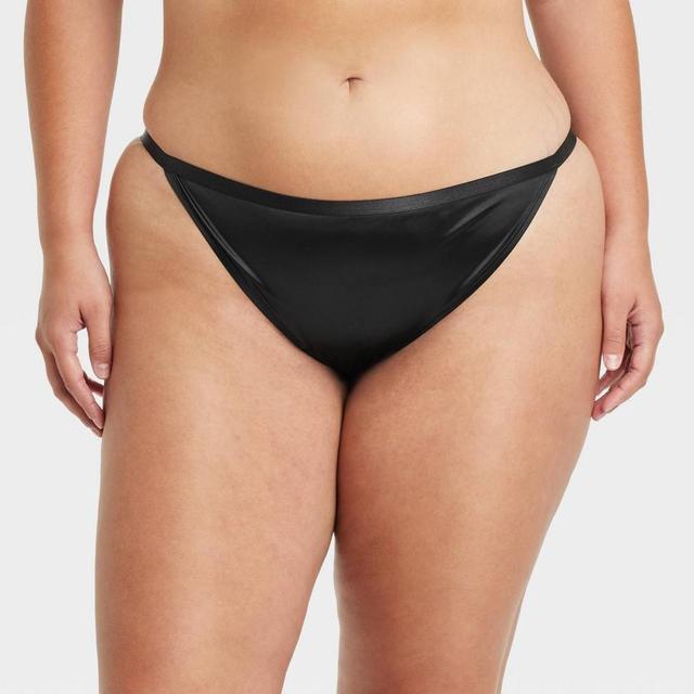 Womens Satin Cheeky Underwear - Auden Black XXL Product Image