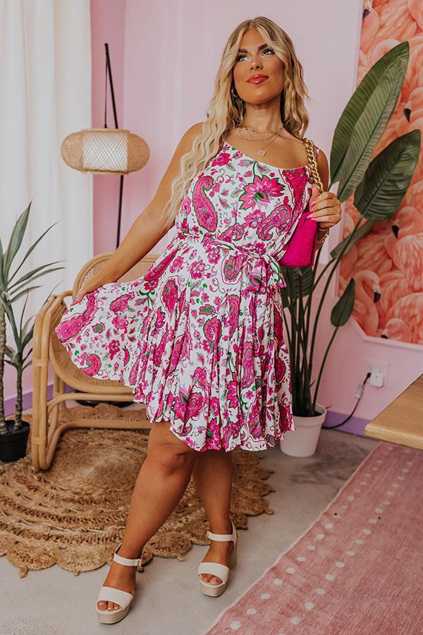 Seaside Splendor Floral Dress in Hot Pink Curves Product Image