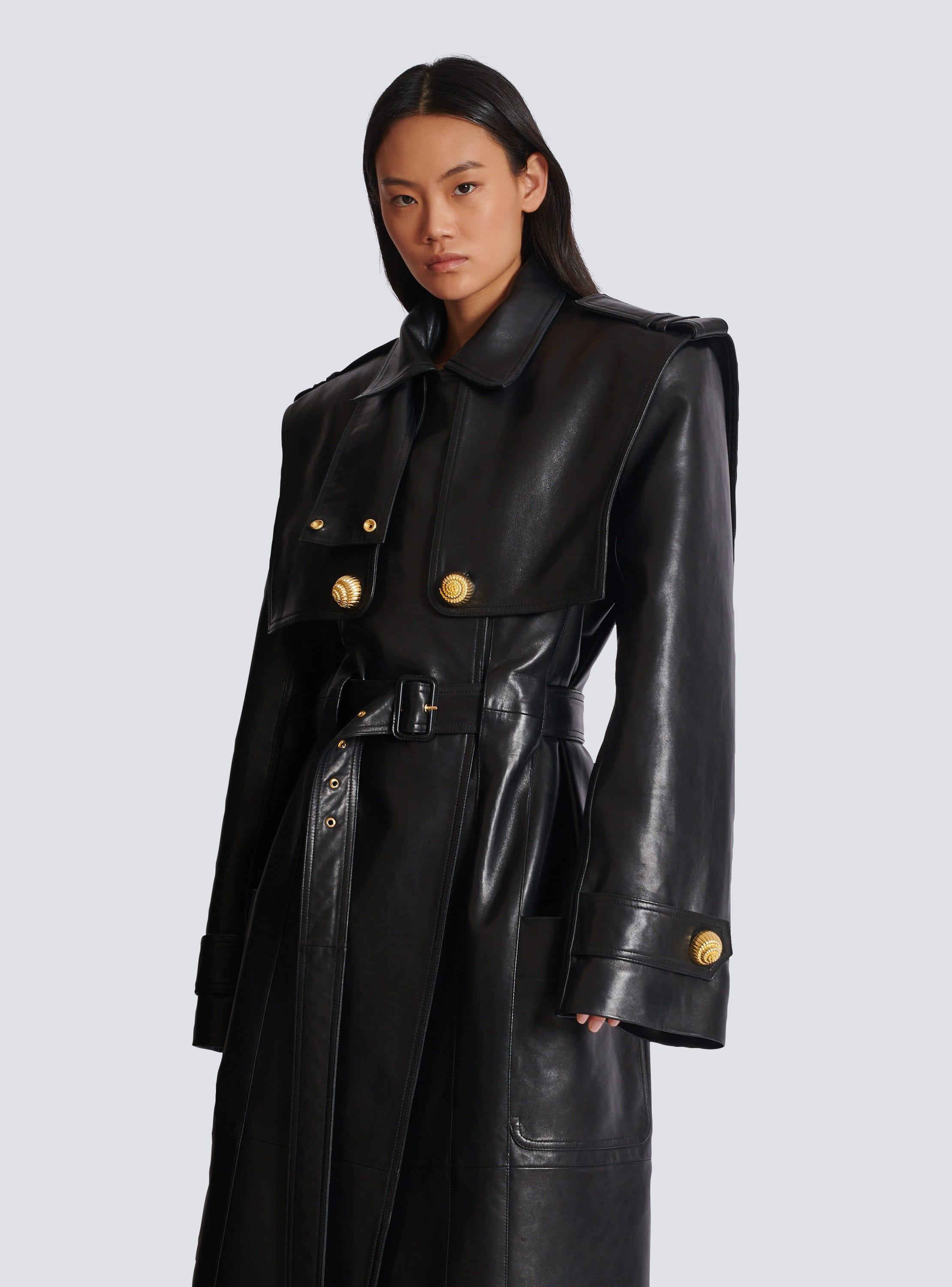 Belted trench coat in lambskin leather Product Image