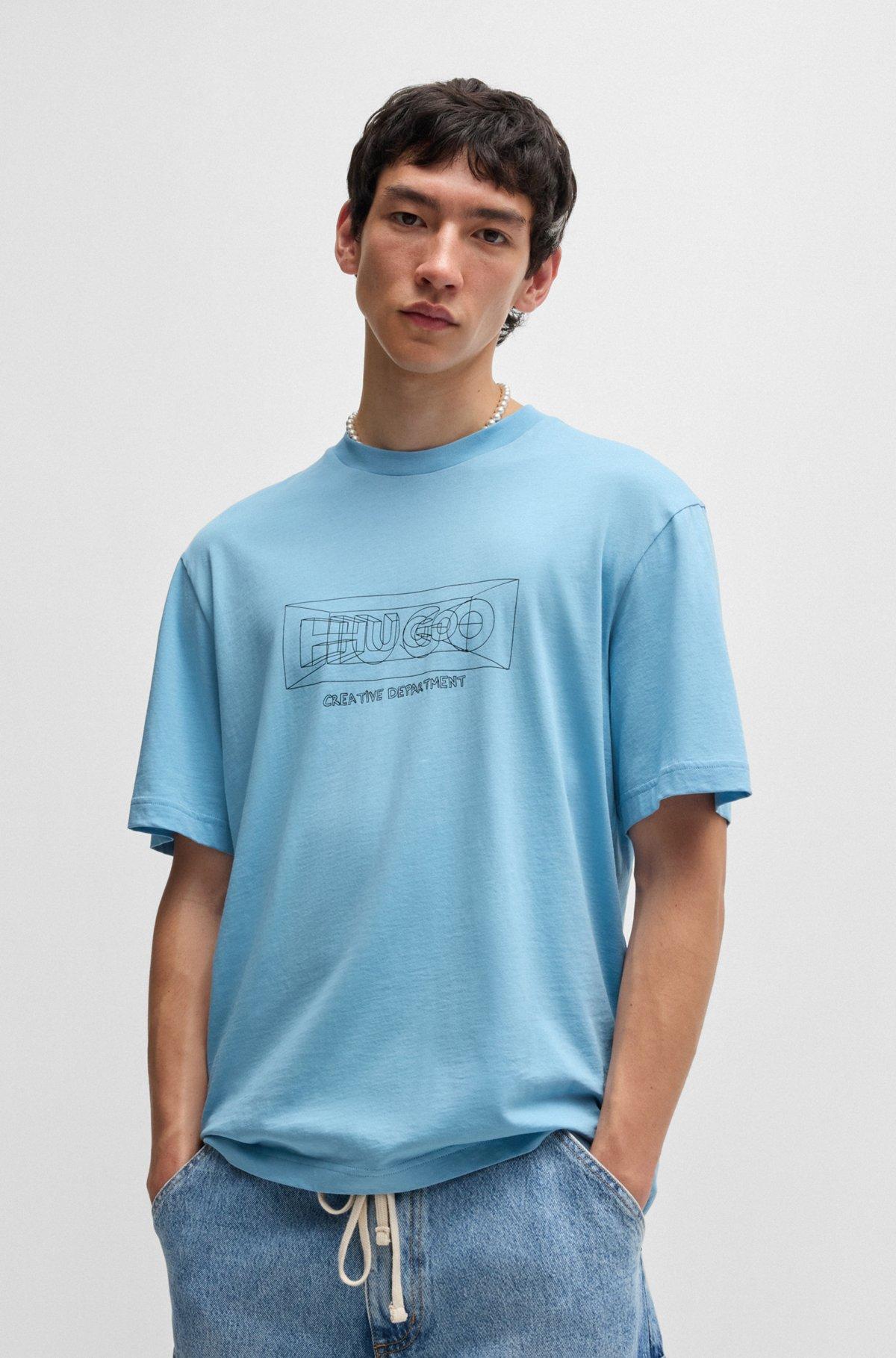 Regular-fit T-shirt in cotton with graphic logos Product Image