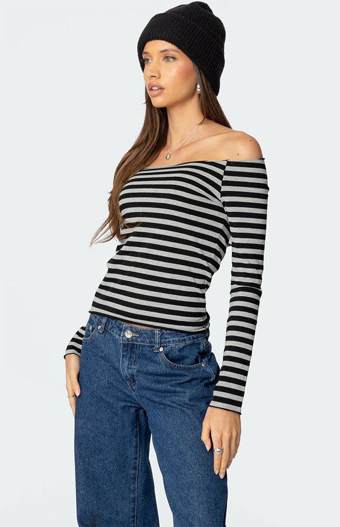 Edikted Women's Nelligan Striped Off Shoulder Top Product Image