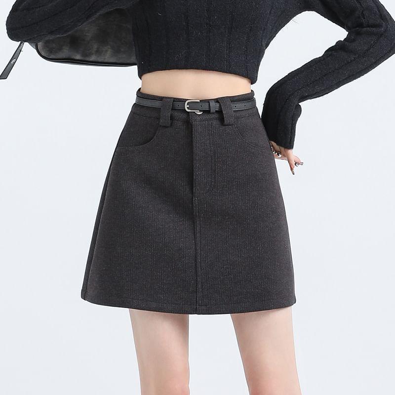 High Rise Plain Mini A-Line Skirt product image